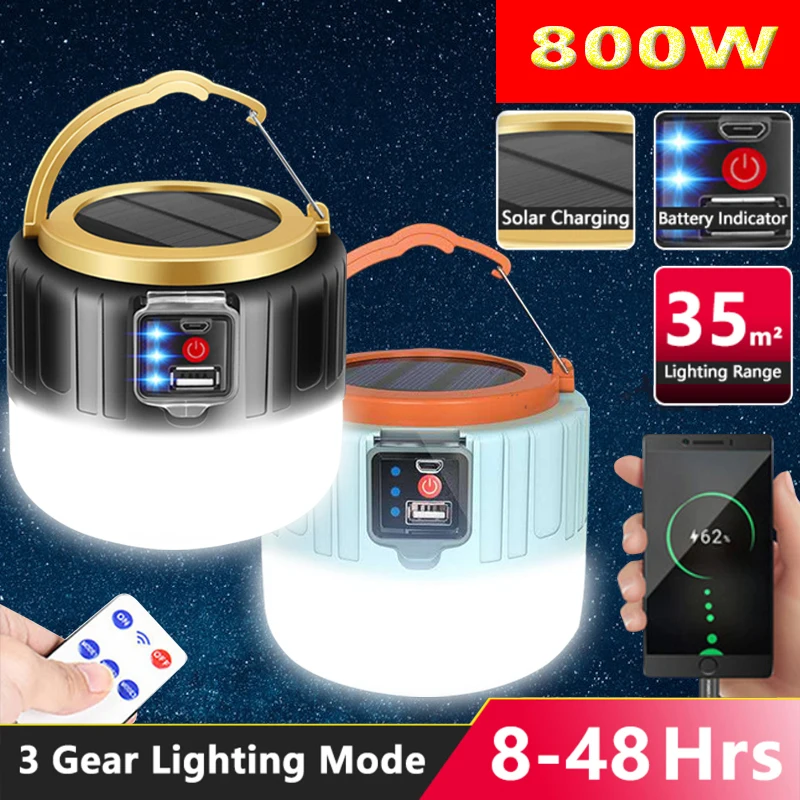 800W Solar LED Camping Light USB Rechargeable Bulb For Outdoor Tent Lamp Portable Lanterns Emergency Lights For BBQ DropShip
800W Solar LED Camping Light USB Rechargeable Bulb For Outdoor Tent Lamp Portable Lanterns Emergency Lights For BBQ DropShip