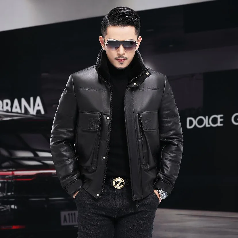 Men's Winter Thick Warm Down Coat Sheep Leather Short Slim Fit Casual Outwear Wool Fur Collar
Men's Winter Thick Warm Down Coat Sheep Leather Short Slim Fit Casual Outwear Wool Fur Collar