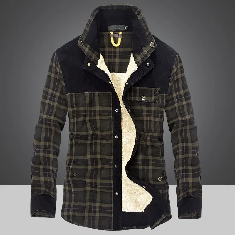 Winter Jacket Men Thicken Warm Fleece Shirts Coats 100% Cotton Plaid Flannel Jacket Military Clothes Chaquetas Hombre Size M-4XL 
Winter Jacket Men Thicken Warm Fleece Shirts Coats 100% Cotton Plaid Flannel Jacket Military Clothes Chaquetas Hombre Size M-4XL