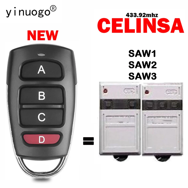 CELINSA SAW2 SAW3 SAW1 Garage Door Remote Control 433.92MHz Fixed Code CELINSA Remote Control Garage Gate Door Opener Command
CELINSA SAW2 SAW3 SAW1 Garage Door Remote Control 433.92MHz Fixed Code CELINSA Remote Control Garage Gate Door Opener Command