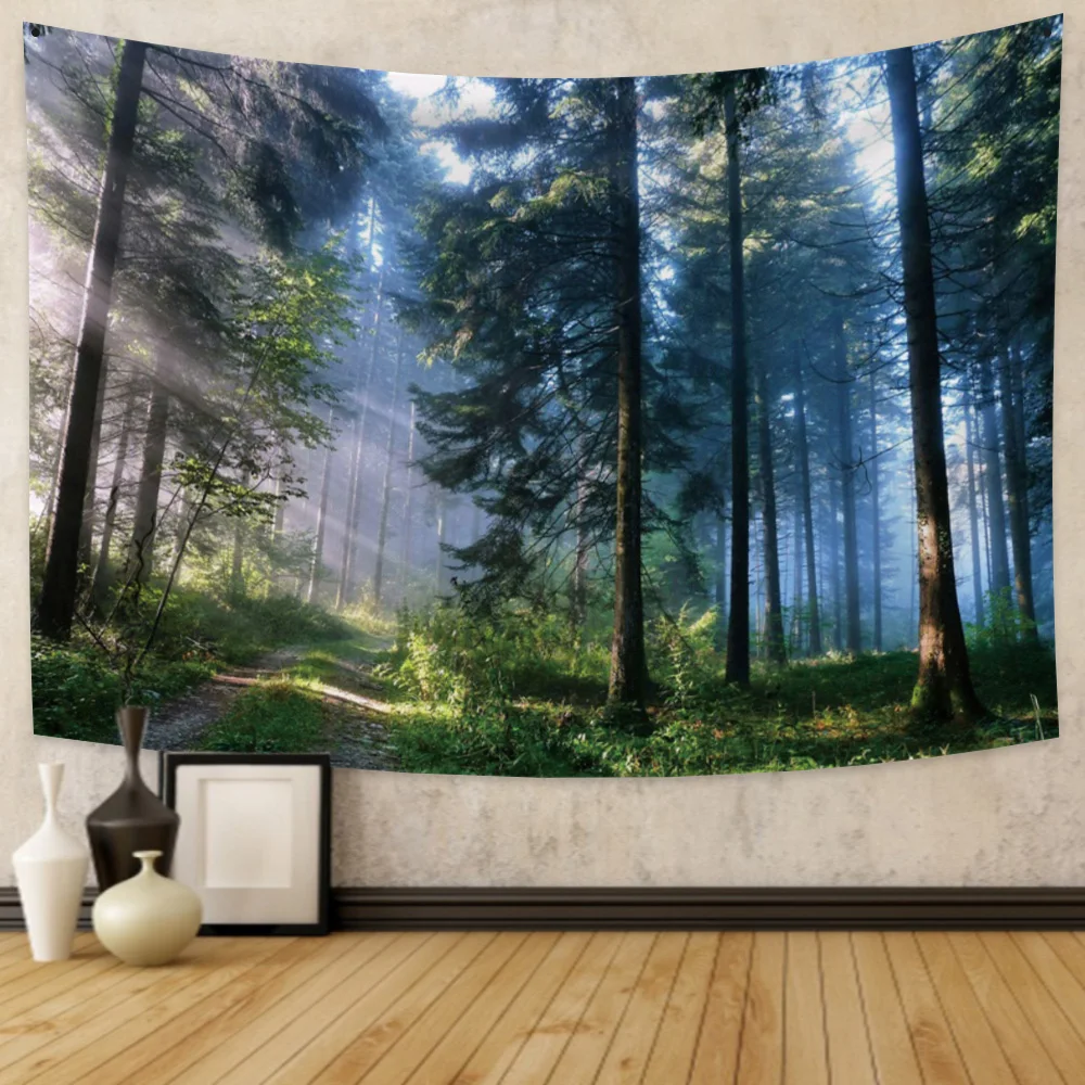 

Natural scenery forest waterfall tapestry wall hanging landscape bedroom living room dormitory tapestry art home decoration