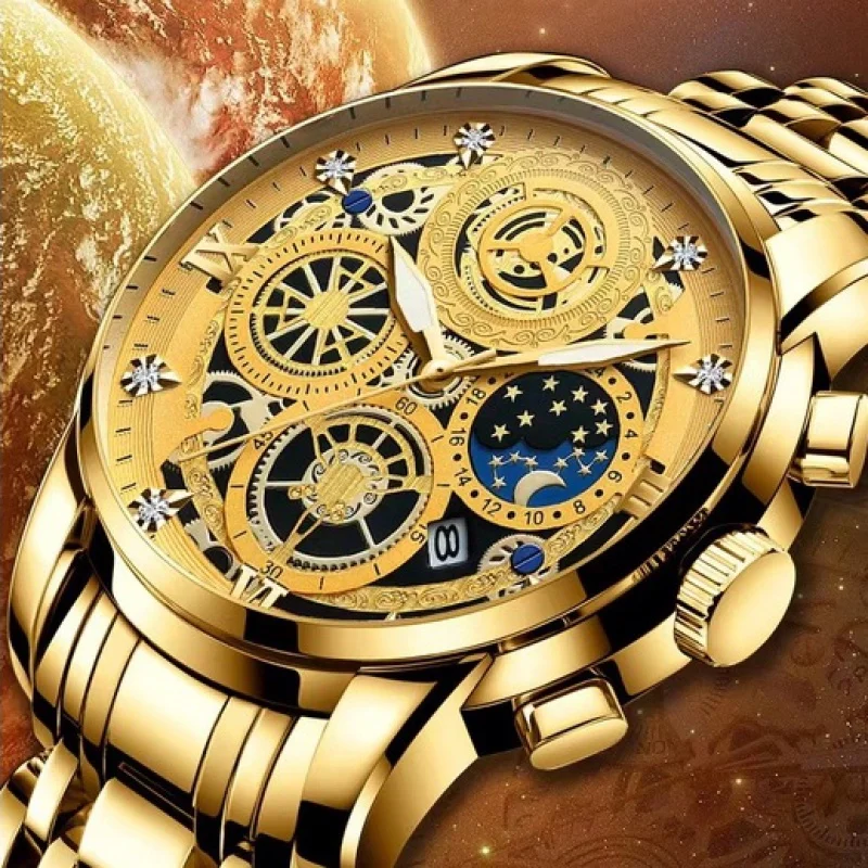 Swiss watch 100% original Men's Fashion Gold silver black Luxury stainless Waterproof original Watch for men Hollow Flywheel 
Swiss watch 100% original Men's Fashion Gold silver black Luxury stainless Waterproof original Watch for men Hollow Flywheel