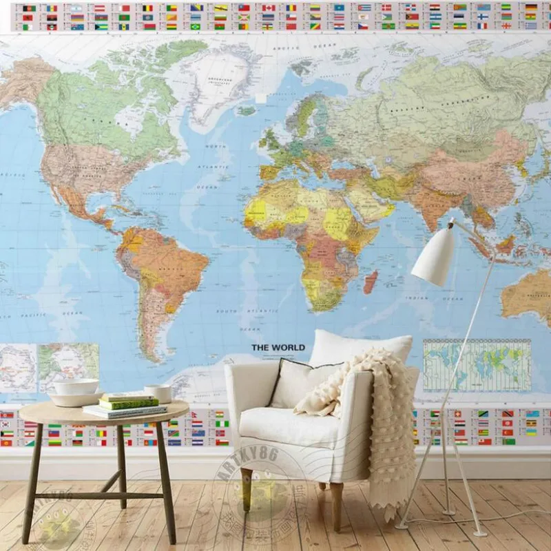 

Custom The World Map Mural Wallpapers for Living Room Bedroom Backdrop Modern Simple Wall Papers Home Decor Papel De Parede 3D