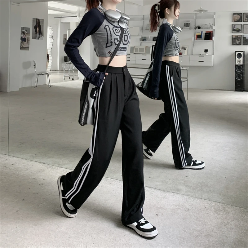 Side Striped Casual Black Sweatpants Women's Spring Summer New Simple Loose Wide-leg Straight ArmyGreen Pants Female Trousers
Side Striped Casual Black Sweatpants Women's Spring Summer New Simple Loose Wide-leg Straight ArmyGreen Pants Female Trousers