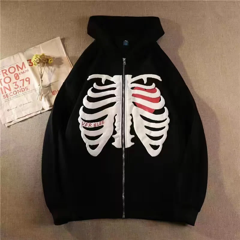 Y2K Women's Fashion Skull Hoodie Fall Gothic Black Long Sleeve Zip Fleece OversizedTrack Jacket Women's Retro Hip Hop Streetwear
Y2K Women's Fashion Skull Hoodie Fall Gothic Black Long Sleeve Zip Fleece OversizedTrack Jacket Women's Retro Hip Hop Streetwear