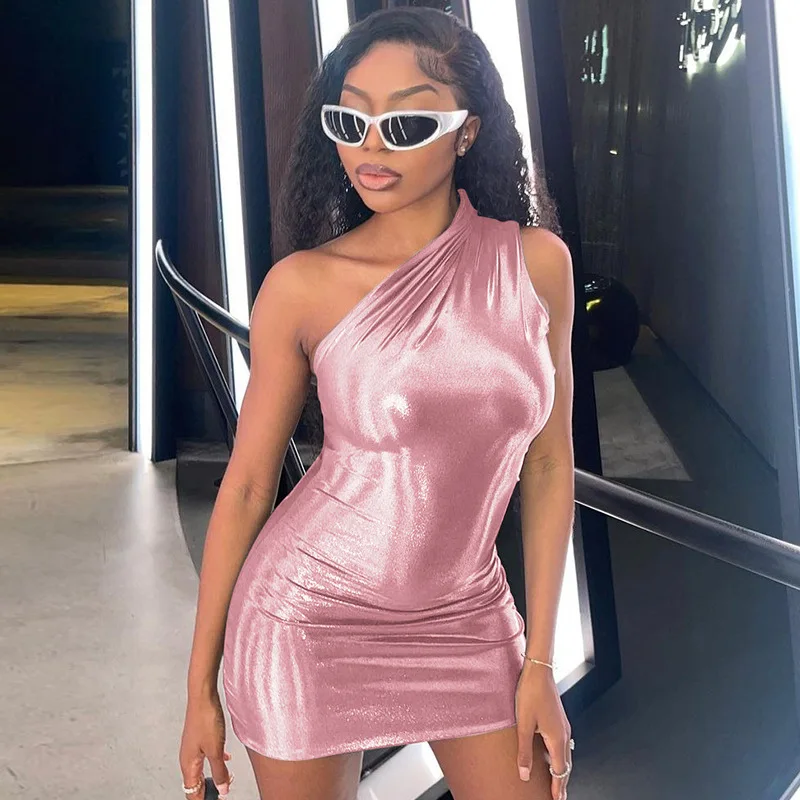 Pure Mini Party Dress Women's 2023 Spring Sexy Slim Fit Solid Color One Shoulder Sleeveless Tight Skinny Girl Y2k Pu Dress
Pure Mini Party Dress Women's 2023 Spring Sexy Slim Fit Solid Color One Shoulder Sleeveless Tight Skinny Girl Y2k Pu Dress