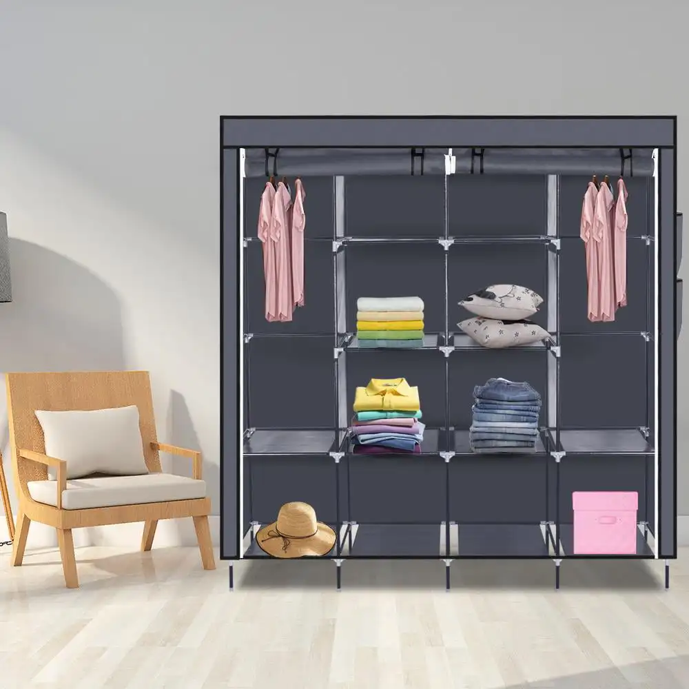 67" Clothes Closet Portable Wardrobe Clothes Storage Rack 12 Shelves 4 Side Pockets Gray Storage Box Organizer
67" Clothes Closet Portable Wardrobe Clothes Storage Rack 12 Shelves 4 Side Pockets Gray Storage Box Organizer