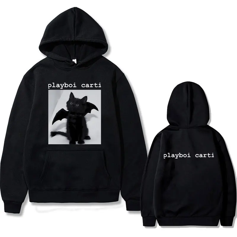 Rapper Playboi Carti Black Cat Graphic Hoodie Funny Clothes Men Women Casual Loose Sweatshirt Male Hip Hop Oversized Streetwear
Rapper Playboi Carti Black Cat Graphic Hoodie Funny Clothes Men Women Casual Loose Sweatshirt Male Hip Hop Oversized Streetwear
