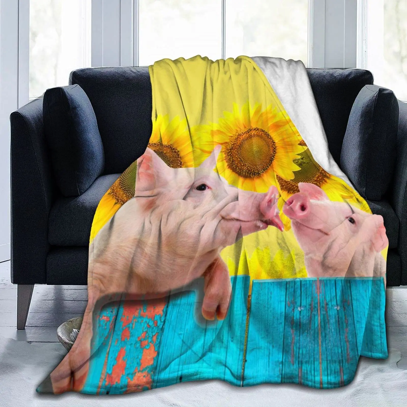 

Cow Print Throw Blanket Rustic Farm Animal Flower Theme Soft Flannel Fleece Warm Blanket Bed Couch Camping Travel Blanket