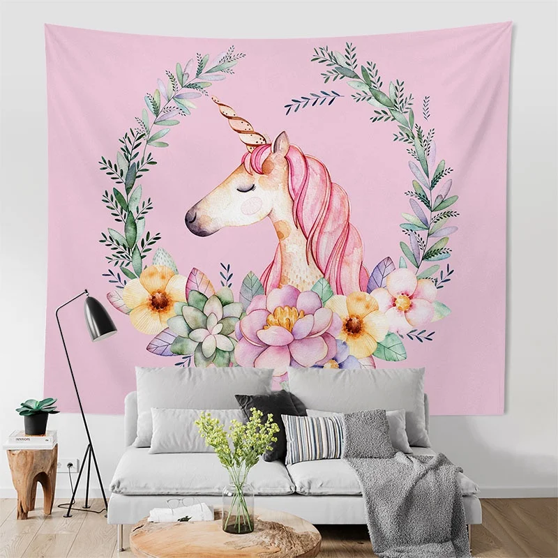 

Tapestry Wall Hanging Starry Sky and Unicorn Tapestry Wall Decor for Bedroom Home Living Room Girls Decoration Hanging Curtain