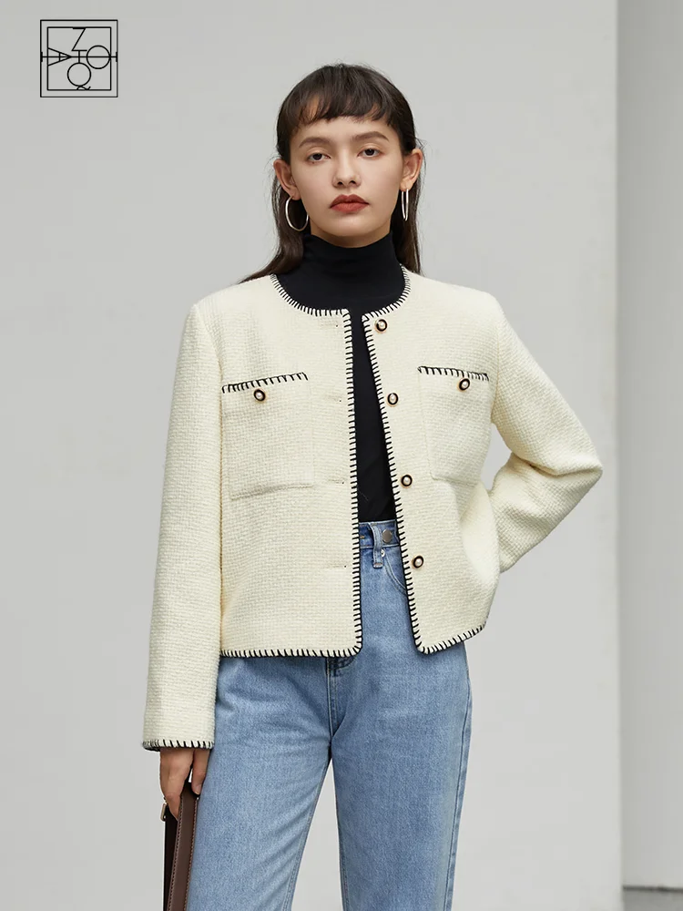 ZIQIAO Women's Short White Fragrance Jackets Loose Korean Style Wool Coats Tops Metal Button Design Niche Coat Cute Women Jacket
ZIQIAO Women's Short White Fragrance Jackets Loose Korean Style Wool Coats Tops Metal Button Design Niche Coat Cute Women Jacket