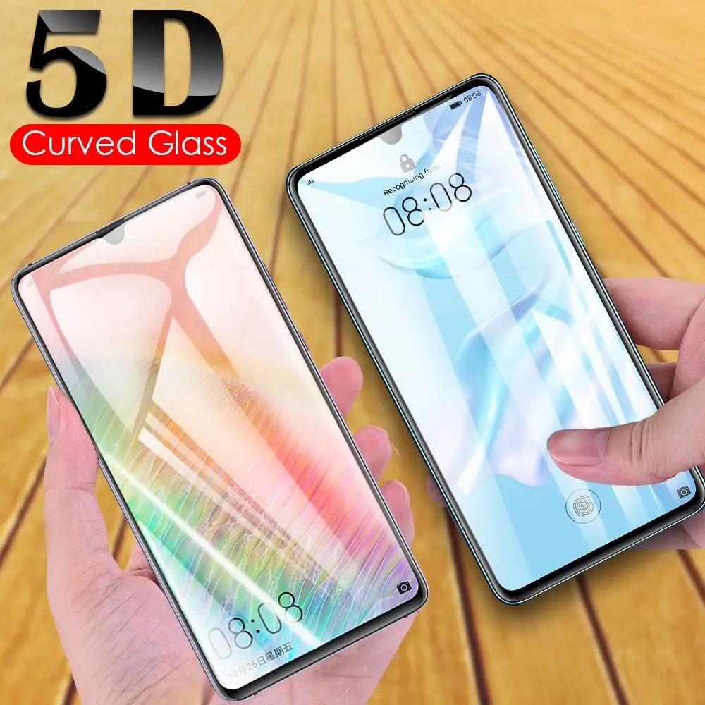 

5D закругленные края полное покрытие закаленное стекло для HuaWei P50 P40 P30 P20 Pro Plus Lite E XL 5G Защитная пленка для экрана