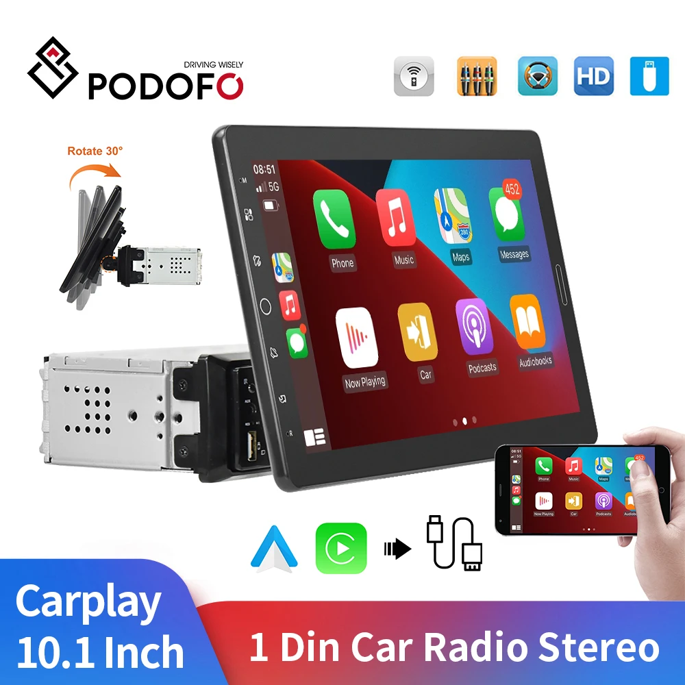 Универсальный мультимедийный MP5-плеер Podofo Carplay 1 Din Android автомобильный