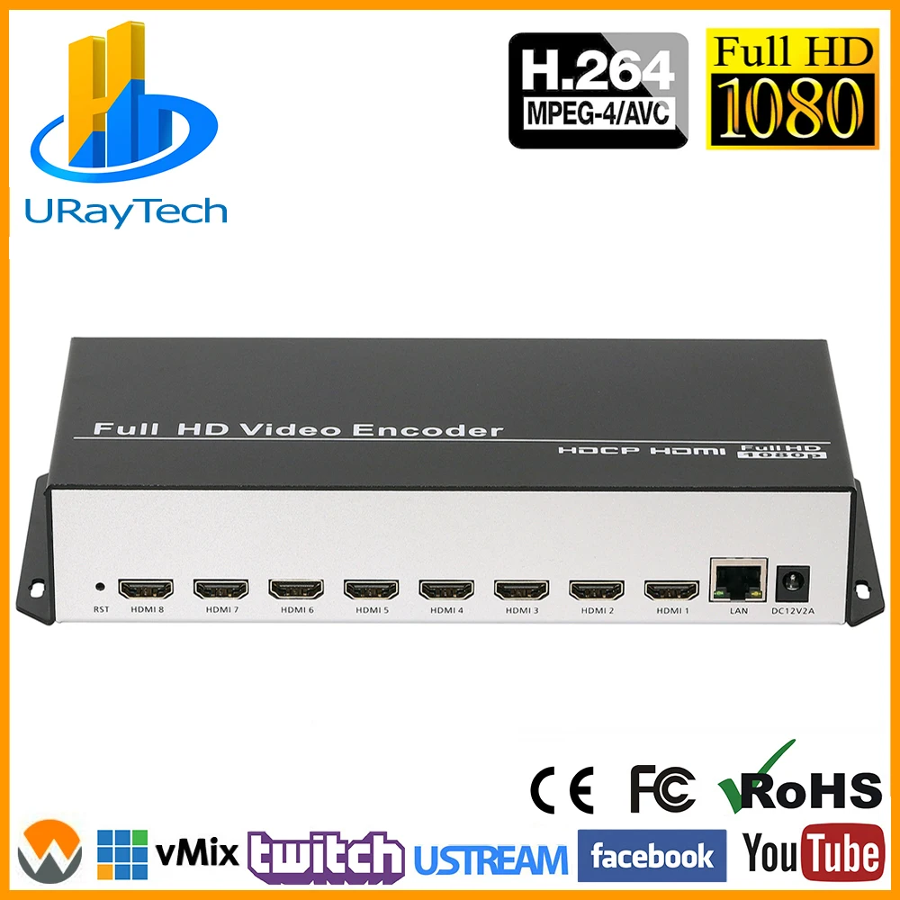 8 Channels HEVC H.264 HD HDMI to IP Video Encoder IPTV Live Streaming Encoder HD Encoders with UDP HLS RTMP RTSP SRT ONVIF
8 Channels HEVC H.264 HD HDMI to IP Video Encoder IPTV Live Streaming Encoder HD Encoders with UDP HLS RTMP RTSP SRT ONVIF