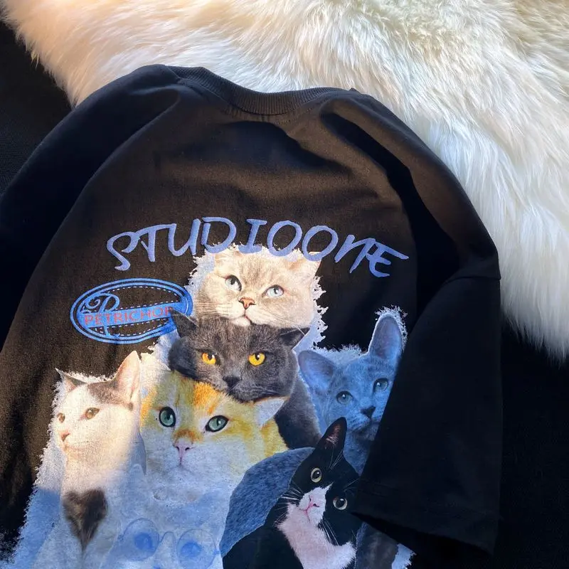 Japanese Cartoon Pure Cotton Cat Printed Short Sleeved T-shirt for Men and Women Loose Fitting Couple Versatile Half Sleeved Top
Japanese Cartoon Pure Cotton Cat Printed Short Sleeved T-shirt for Men and Women Loose Fitting Couple Versatile Half Sleeved Top