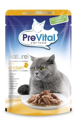 64 шт. PreVital Паучи Натурель для кошек в соусе с курицей 0 085 кг | Дом и сад