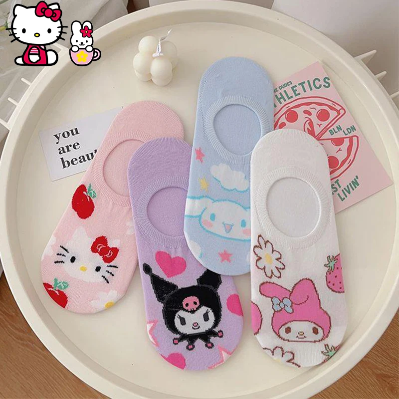 Носки-невидимки Hello Kitty Sanrio для девочек, хлопковые тонкие милые японские студенческие тонкие с рисунком из аниме Kuromi Cinnamoroll, 4 шт.
Носки-невидимки Hello Kitty Sanrio для девочек, хлопковые тонкие милые японские студенческие тонкие с рисунком из аниме Kuromi Cinnamoroll, 4 шт.