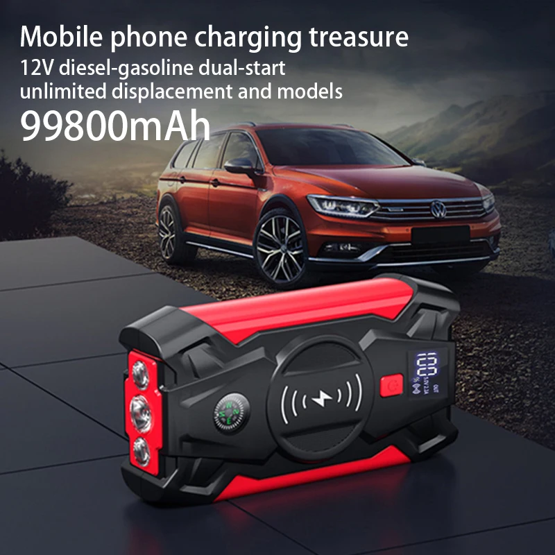 99800mAh Car Jump Starter Power 12V Charger Starting Device Petrol Diesel Car Emergency Booster,With Wireless Charging
99800mAh Car Jump Starter Power 12V Charger Starting Device Petrol Diesel Car Emergency Booster,With Wireless Charging