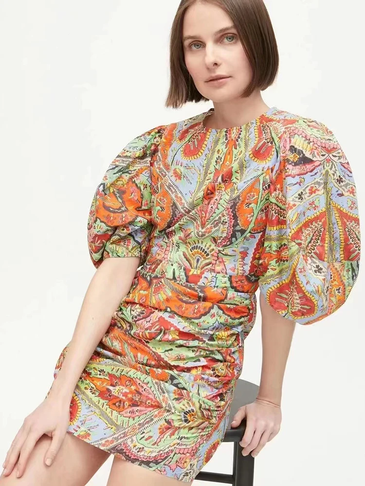 Delocah High Quality Summer Women Fashion Designer Mini Dress Short Lantern Sleeve Elastic Waist Vintage Print Lrregular Dresses
Delocah High Quality Summer Women Fashion Designer Mini Dress Short Lantern Sleeve Elastic Waist Vintage Print Lrregular Dresses