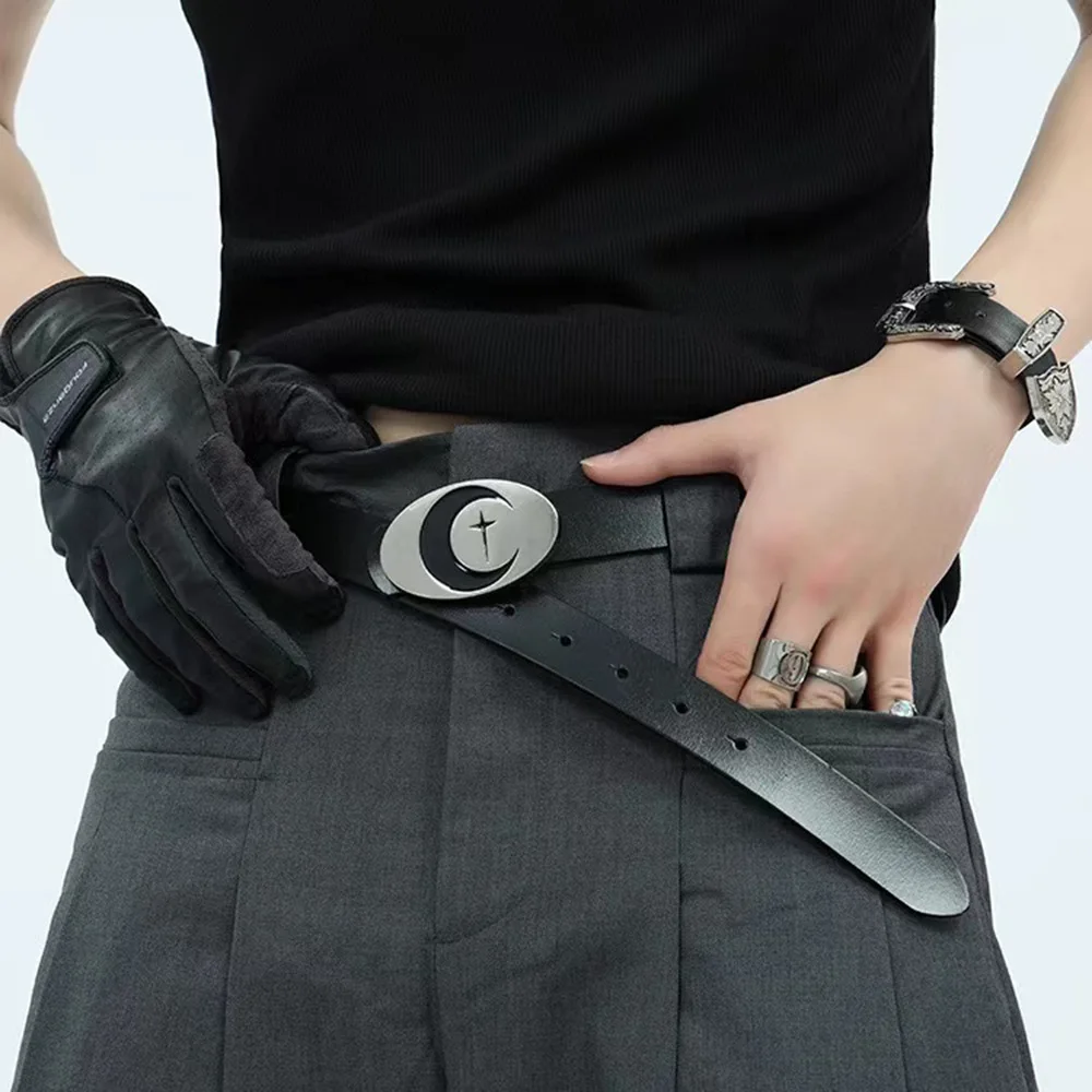 Punk Moon Design Belt Gothic Cross Metal Women Snap Buckle Belts Vintage Pu Leather Fashion Waistband Jeans Pants Decor Belt
Punk Moon Design Belt Gothic Cross Metal Women Snap Buckle Belts Vintage Pu Leather Fashion Waistband Jeans Pants Decor Belt