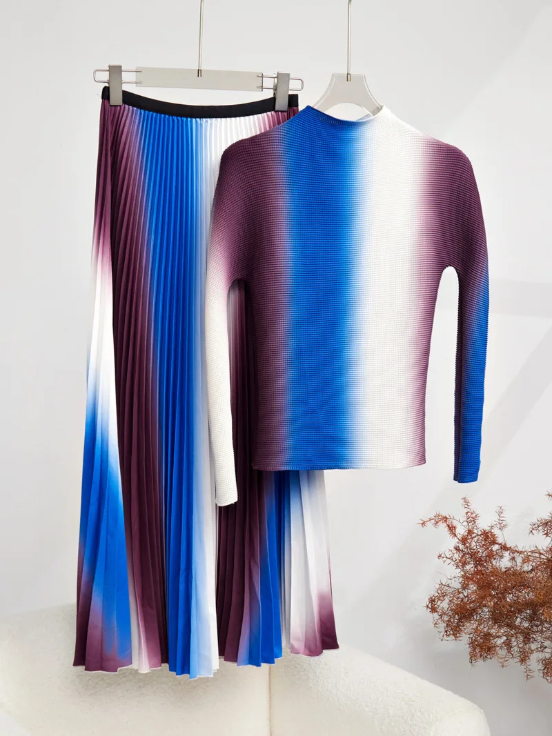 Block Pleated TVVOVVIN Two Color Piece Set For Women Full Sleeve Mock Neck Slim Top Loose A Line Skirt Casual Fashion Female 5E3 
Block Pleated TVVOVVIN Two Color Piece Set For Women Full Sleeve Mock Neck Slim Top Loose A Line Skirt Casual Fashion Female 5E3