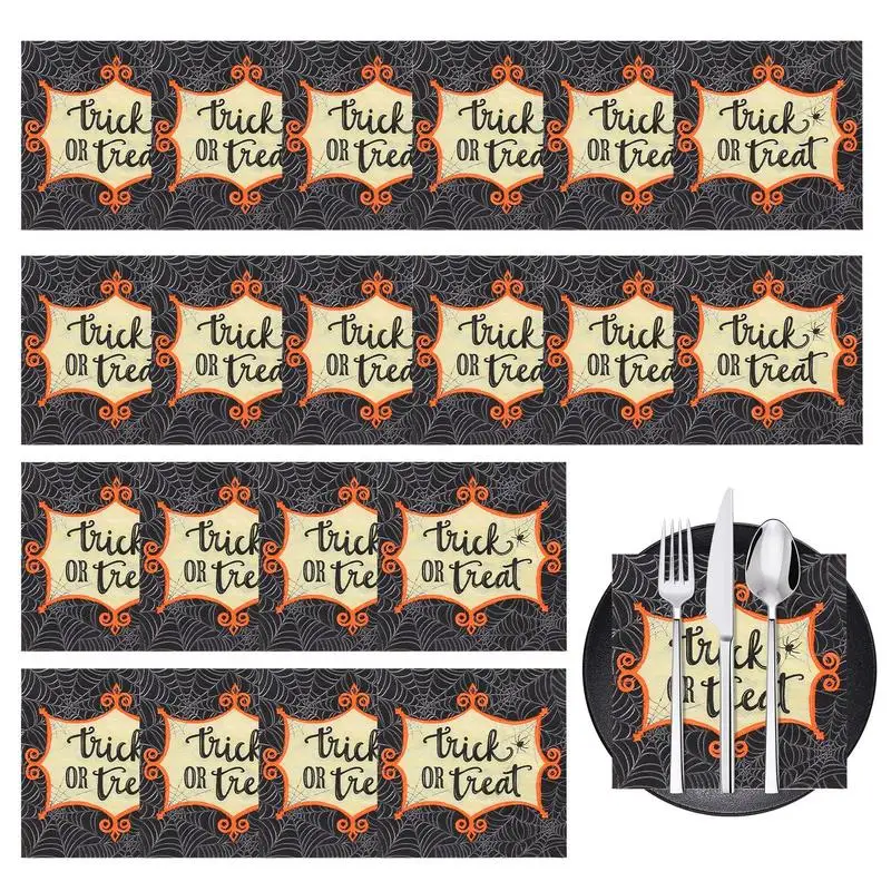 

Spider Web Paper Napkins Disposable Printed Square Tissue Paper Reusable Spooky Spider Napkin Tableware Decoration For Halloween
