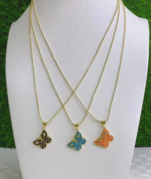 1 шт., Женская эмалированная подвеска-бабочка с кристаллами 
1 шт., Женская эмалированная подвеска-бабочка с кристаллами