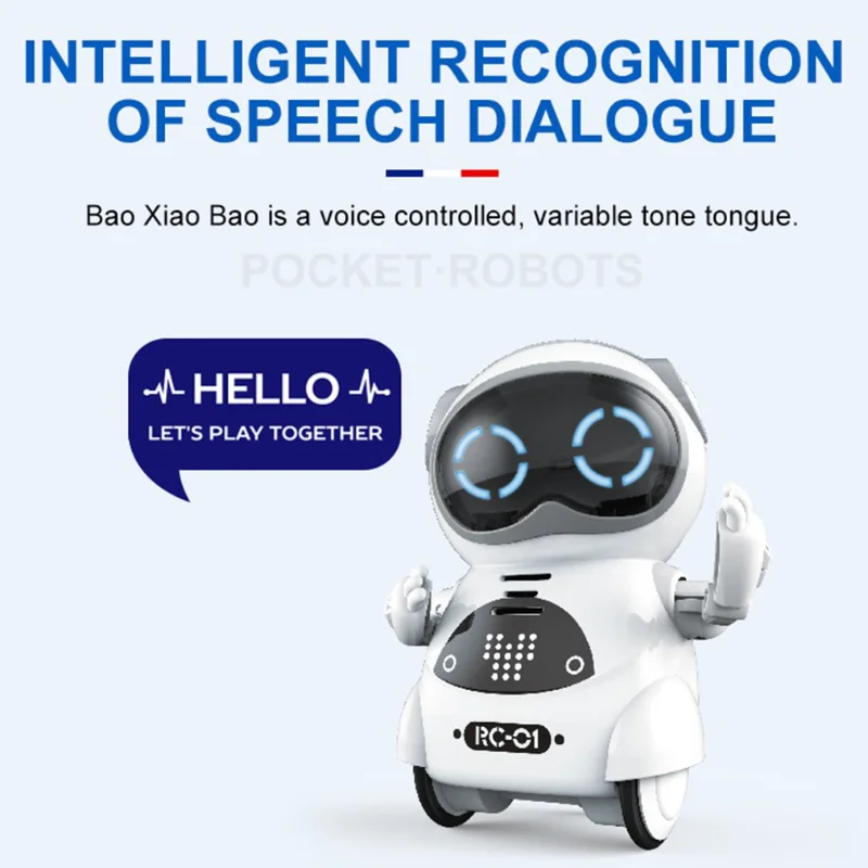 

Mini Pocket RC Robot Talking Interactive Dialogue Singing Dancing Telling Story Voice Recognition Record RC Robot Kids Toys Gift