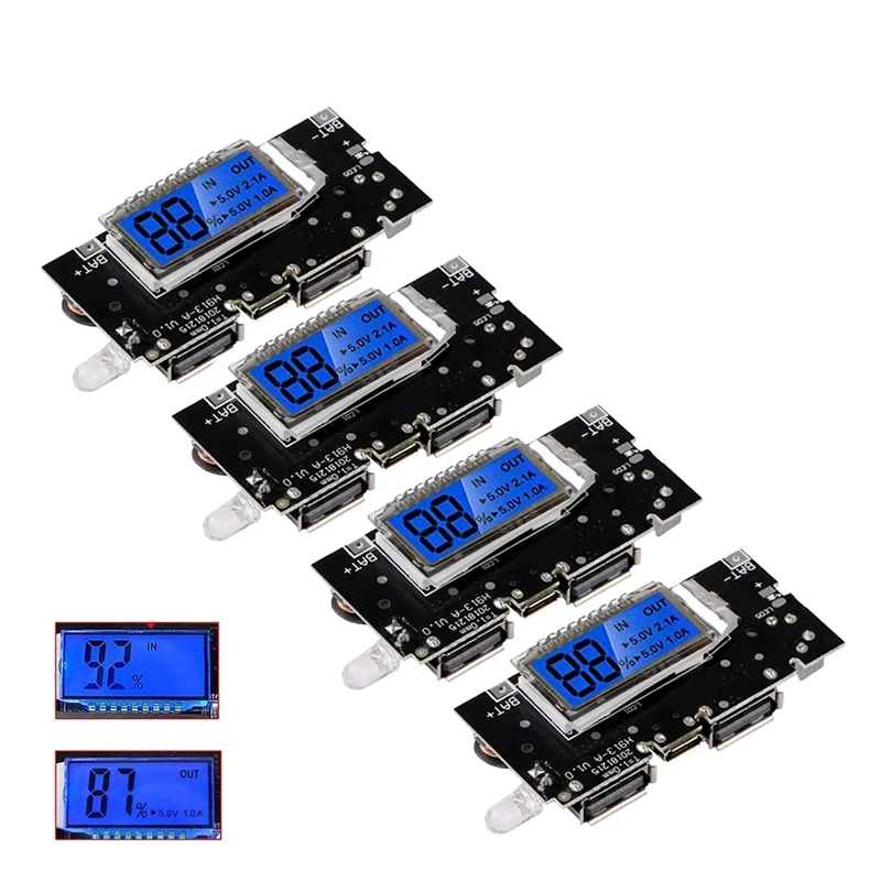 4Pcs 18650-Module Battery Charging PCB Module With Overcharge Overdischarge Short Circuit Protection Dual USB Board 
4Pcs 18650-Module Battery Charging PCB Module With Overcharge Overdischarge Short Circuit Protection Dual USB Board