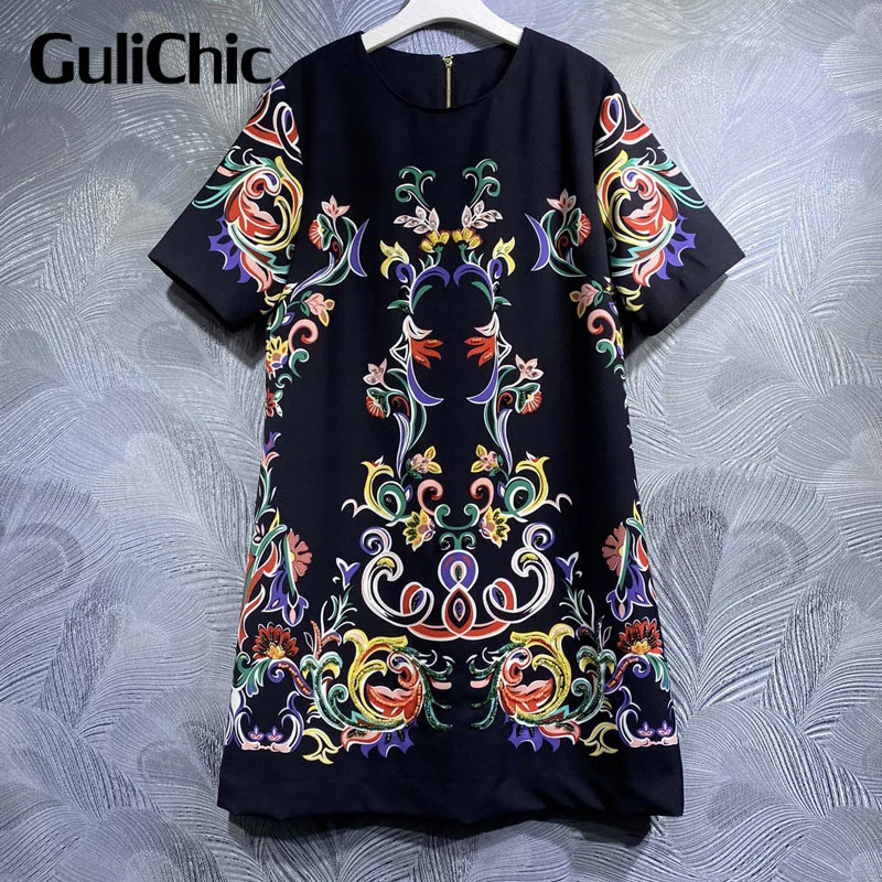 3.30 GuliChic Vintage Print Beading Decorate O-Neck Short Sleeve Elegant Fashion Dress Women
3.30 GuliChic Vintage Print Beading Decorate O-Neck Short Sleeve Elegant Fashion Dress Women