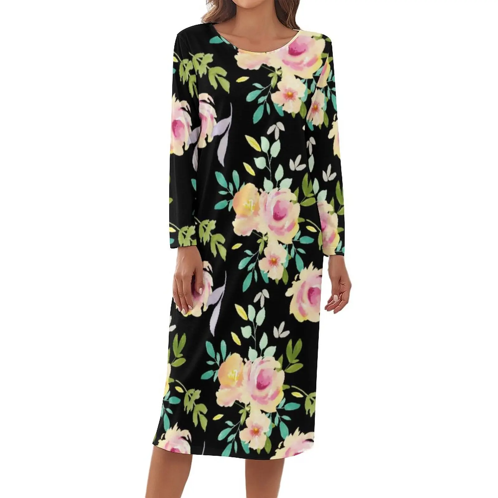 Watercolor Floral Print Pajamas Pink and Peach Flowers Kawaii Dress Long Sleeves Pattern Nightgown O Neck Comfortable Homewear
Watercolor Floral Print Pajamas Pink and Peach Flowers Kawaii Dress Long Sleeves Pattern Nightgown O Neck Comfortable Homewear