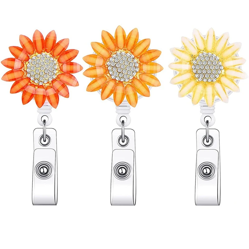 3Pcs Crystal Rhinestone Sunflower Badge Reel Retractable Badge Clip for Nurse Teacher Student Decoration Supplies
3Pcs Crystal Rhinestone Sunflower Badge Reel Retractable Badge Clip for Nurse Teacher Student Decoration Supplies