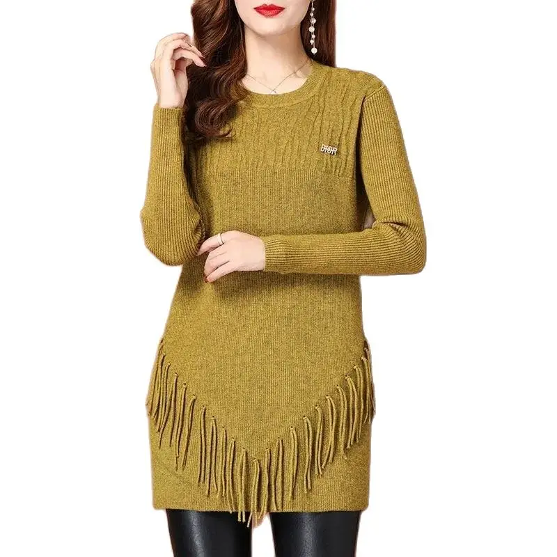 Women Sweater New Autumn Winter Knitted Pullover Warm Casual Bottoming Shirt Tassel Round Neck Long Sleeve Loose Mid-Length Tops
Women Sweater New Autumn Winter Knitted Pullover Warm Casual Bottoming Shirt Tassel Round Neck Long Sleeve Loose Mid-Length Tops