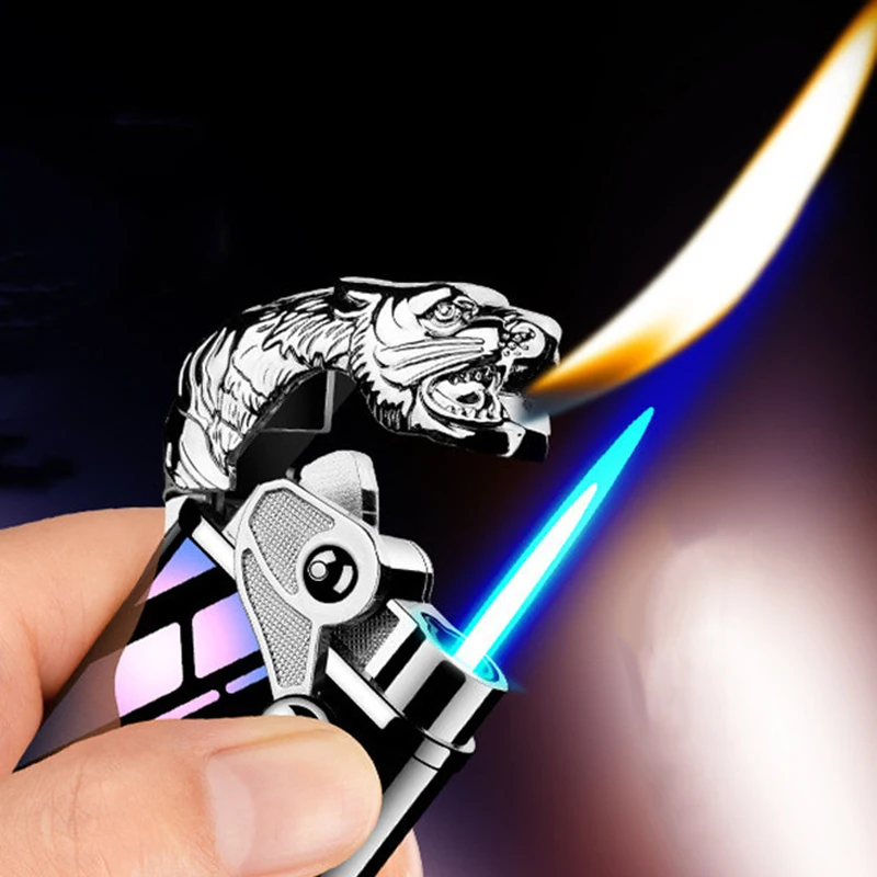 New Blue Flame Metal Rocker Ignition Tiger Head Double Fire Dragon Lighter Creative Wind Proof Open Flame Modified Lighter
New Blue Flame Metal Rocker Ignition Tiger Head Double Fire Dragon Lighter Creative Wind Proof Open Flame Modified Lighter