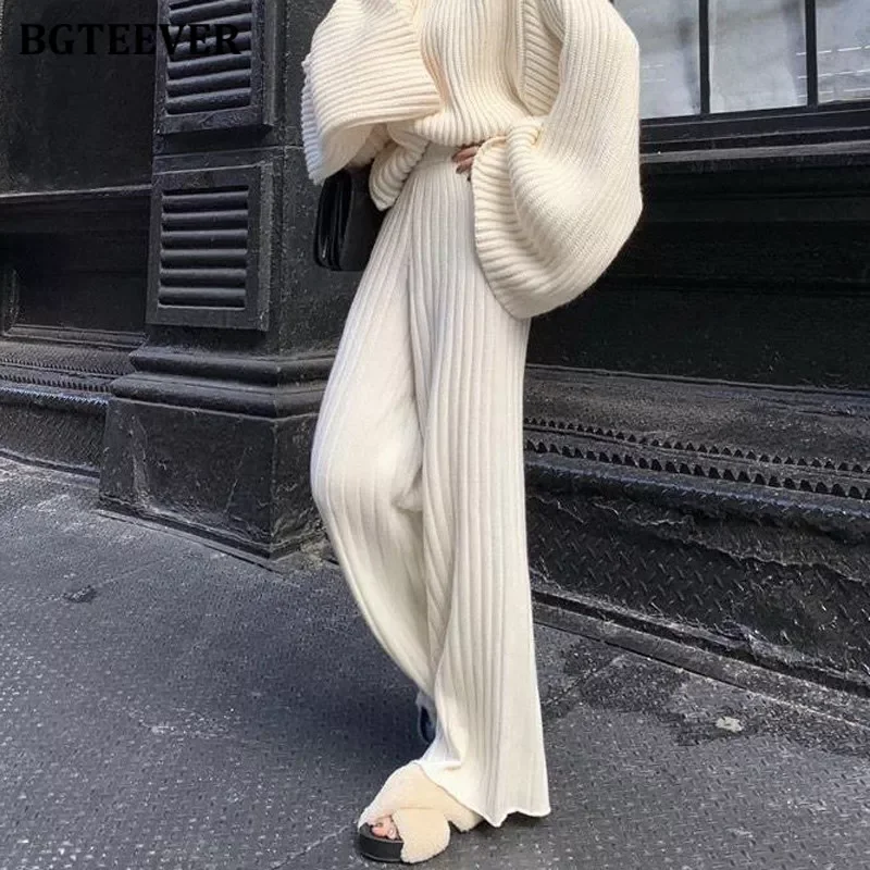 BGTEEVER Casual Warm Loose Floor-length Sweater Pants for Women Autumn Winter High Waist Wide Leg Knitted Trousers Femme 2021
BGTEEVER Casual Warm Loose Floor-length Sweater Pants for Women Autumn Winter High Waist Wide Leg Knitted Trousers Femme 2021
