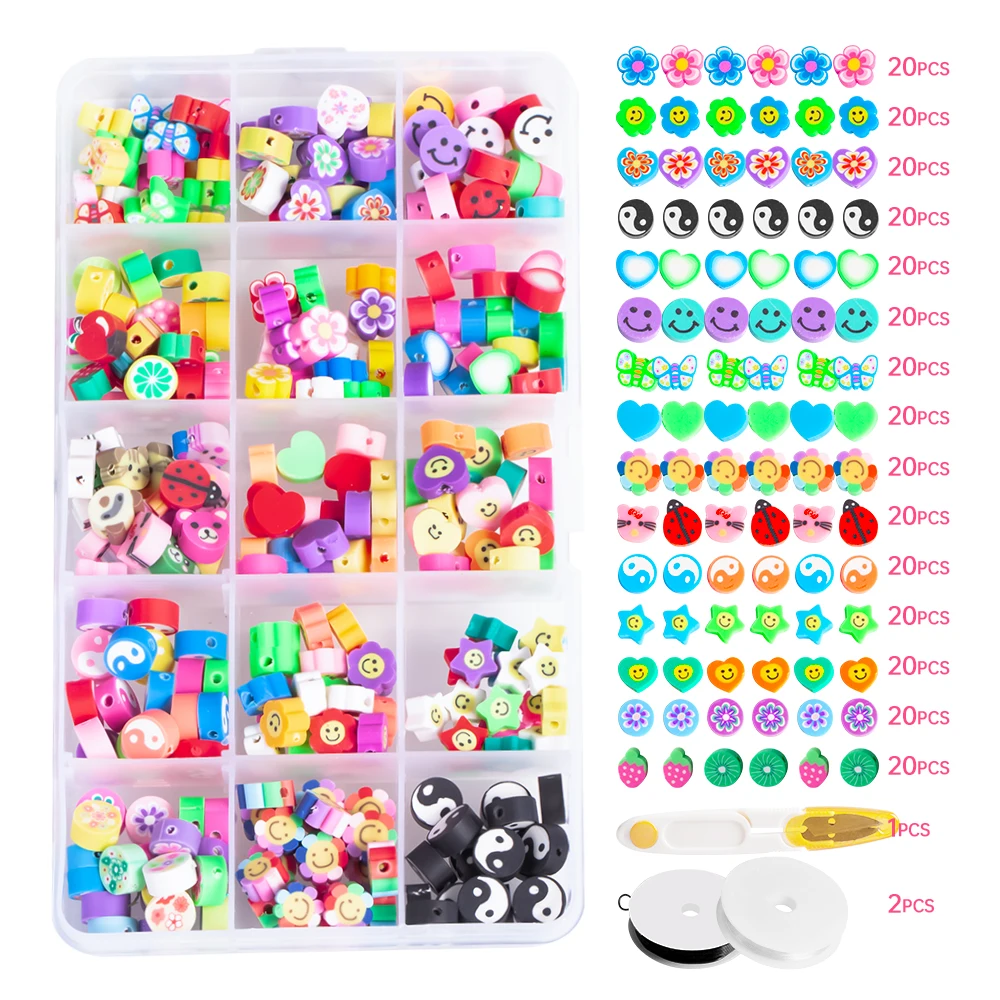 300PCS Fruit Flower Polymer Clay Beads Smiley Heart Mushroom Clay Beads Charms for Jewelry Necklace Earring Making DIY Bracelet
300PCS Fruit Flower Polymer Clay Beads Smiley Heart Mushroom Clay Beads Charms for Jewelry Necklace Earring Making DIY Bracelet