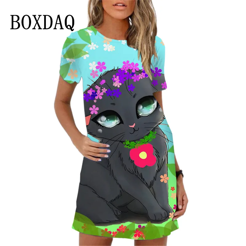 Elegant Flower 3D Cartoon Funny Cat Women Dress Sweet Casual Short Sleeve O-Neck A-Line Dress Summer 2023 Fashion Kawaii Clothes
Elegant Flower 3D Cartoon Funny Cat Women Dress Sweet Casual Short Sleeve O-Neck A-Line Dress Summer 2023 Fashion Kawaii Clothes