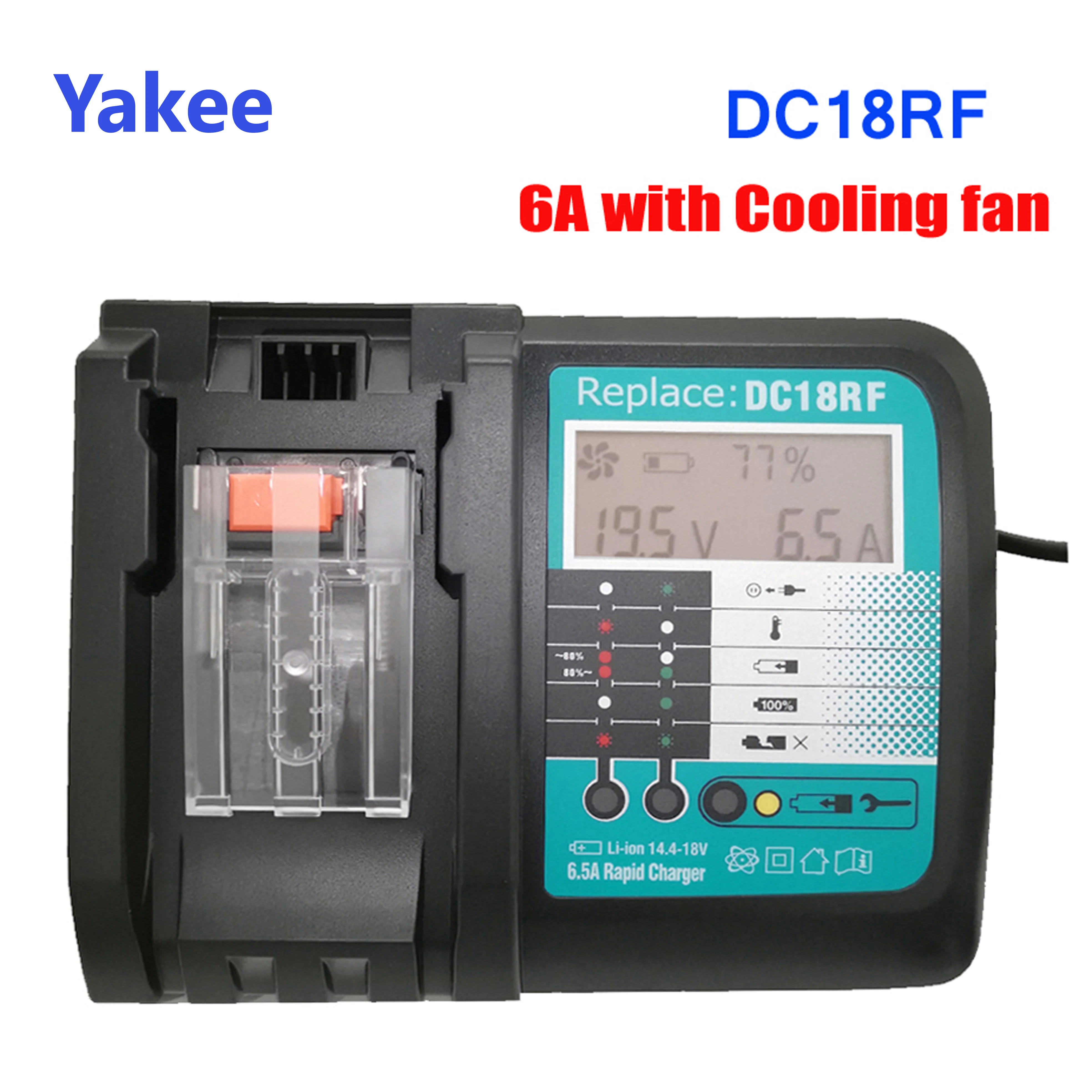 DC18RF 14.4V 18V 6A Li-ion Battery Charger For Makita BL1830 BL1840 BL1430 BL1440 Power Tool Charger With Fan
DC18RF 14.4V 18V 6A Li-ion Battery Charger For Makita BL1830 BL1840 BL1430 BL1440 Power Tool Charger With Fan