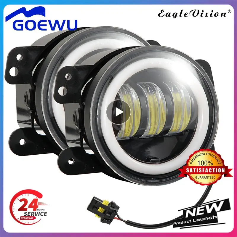 

4x4 Round Led Headlights Fog Lights 30W 6000K White Halo Ring Off Road Fog Lamp For Jeep Wrangler JK TJ LJ Grand Cherokee