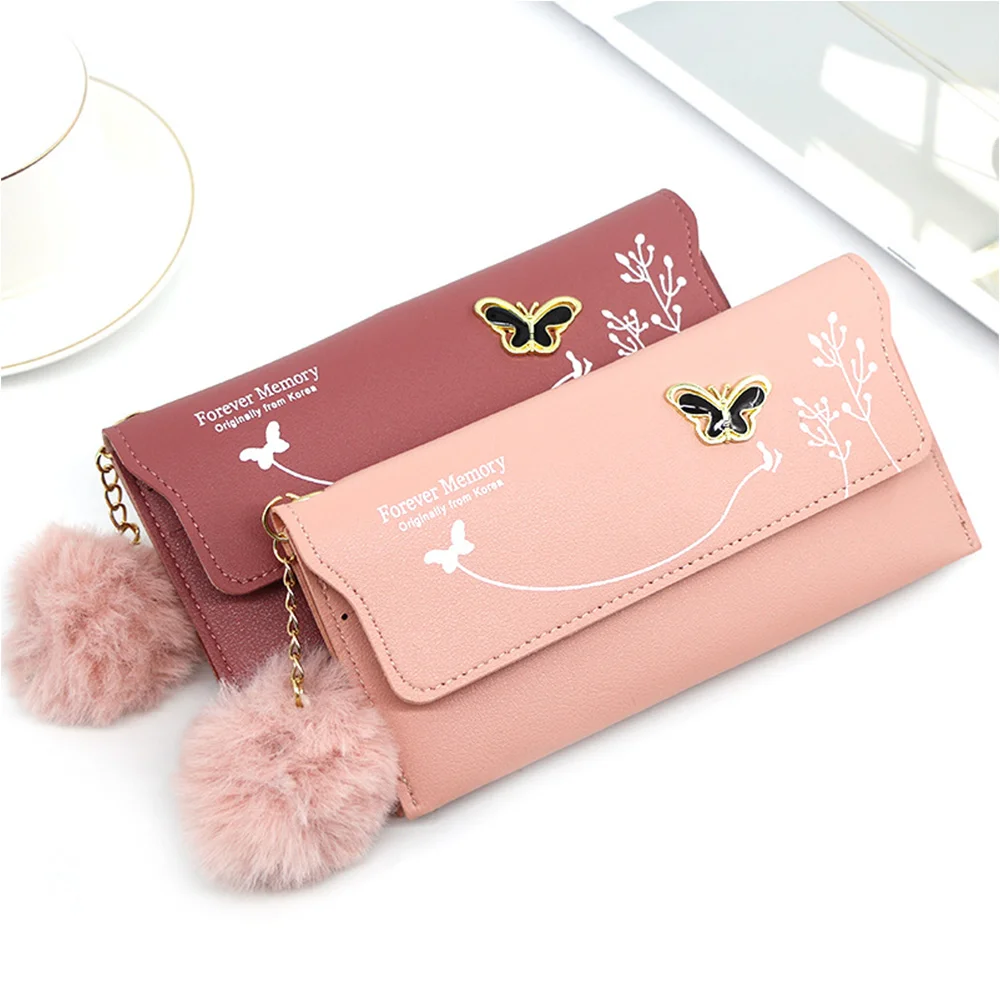 Butterfly PU Leather Money Bag Designer Women Long Wallets Solid Wool Ball Bow Clutch Bag Large Capacity Card Bag Coin Purse
Butterfly PU Leather Money Bag Designer Women Long Wallets Solid Wool Ball Bow Clutch Bag Large Capacity Card Bag Coin Purse