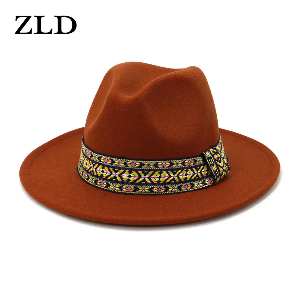 ZLD Winter New Ladies Cap Flat Brim Cowboy Caps Big Edge Straight Side Jazz Hat Retro Popular Men Fedoras Hat Party Women Hat
ZLD Winter New Ladies Cap Flat Brim Cowboy Caps Big Edge Straight Side Jazz Hat Retro Popular Men Fedoras Hat Party Women Hat
