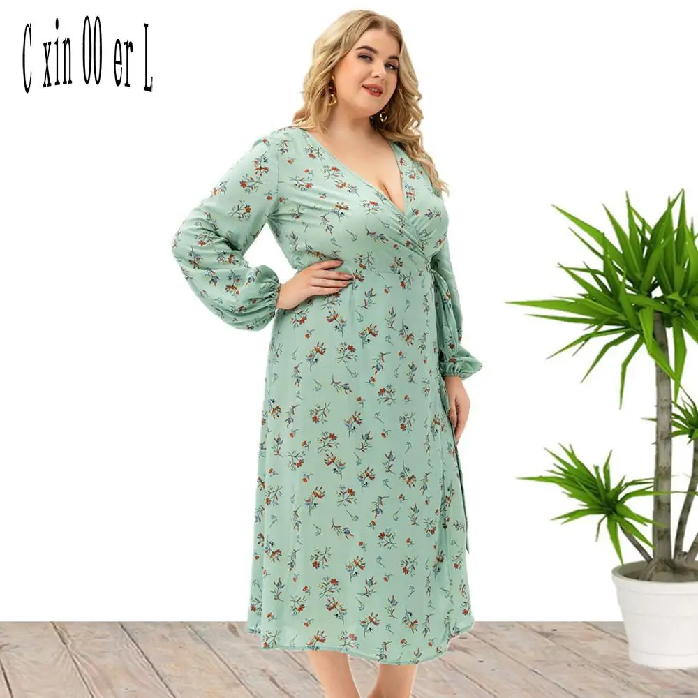 Plus Size Xl-5xl New Fashion Spring Autumn Women Long Sleeved Floral Split Dress Green Dresses
Plus Size Xl-5xl New Fashion Spring Autumn Women Long Sleeved Floral Split Dress Green Dresses