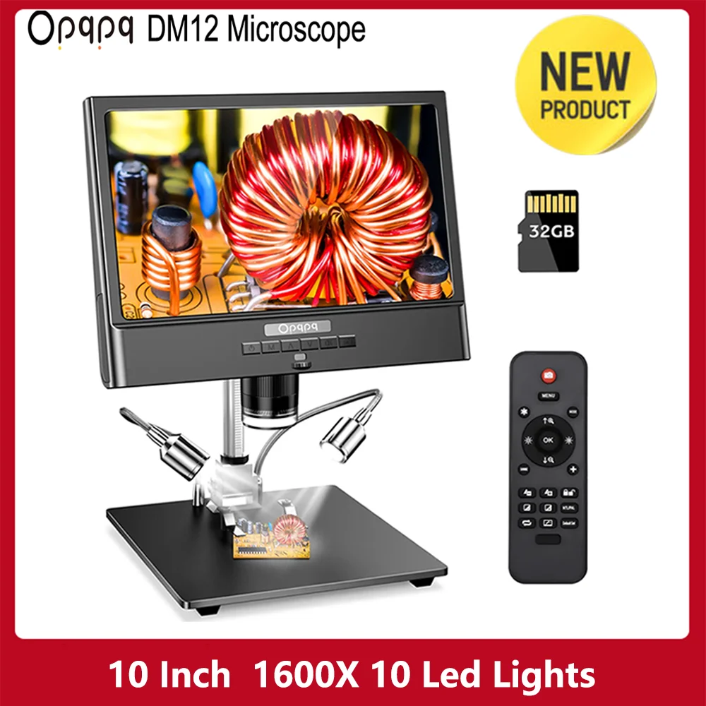 Opqpq 10 Inch Digital Microscope DM12 1600X Remote Control 32GB Electronic Camera Microscope for Repair PCB Coins Soldering
Opqpq 10 Inch Digital Microscope DM12 1600X Remote Control 32GB Electronic Camera Microscope for Repair PCB Coins Soldering