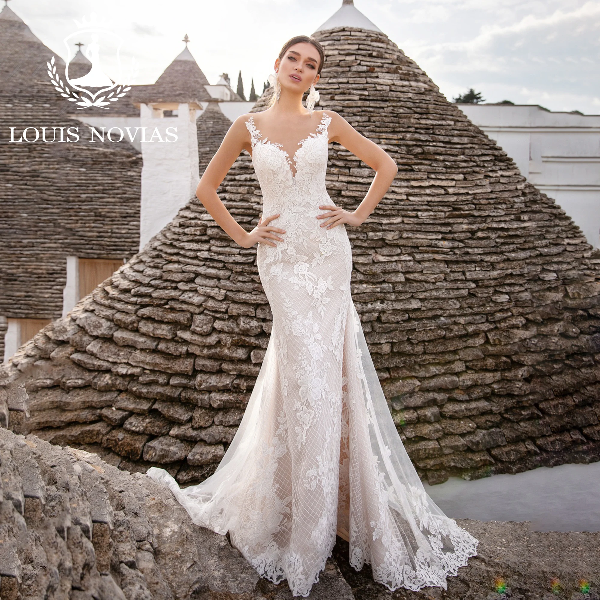 

LOUIS NOVIAS Mermaid Wedding Dresses 2023 Bride Sweetheart Backless Spaghetti Straps Wedding Gown Vestidos Elegantes Para Mujer