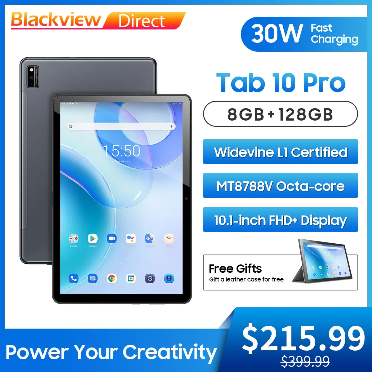 Планшет Blackview TAB 10 Pro, 10,1 дюйма, 8 + 128 ГБ, 1200x1920, Android 11, 6580 мА · ч, 30 Вт
Планшет Blackview TAB 10 Pro, 10,1 дюйма, 8 + 128 ГБ, 1200x1920, Android 11, 6580 мА · ч, 30 Вт