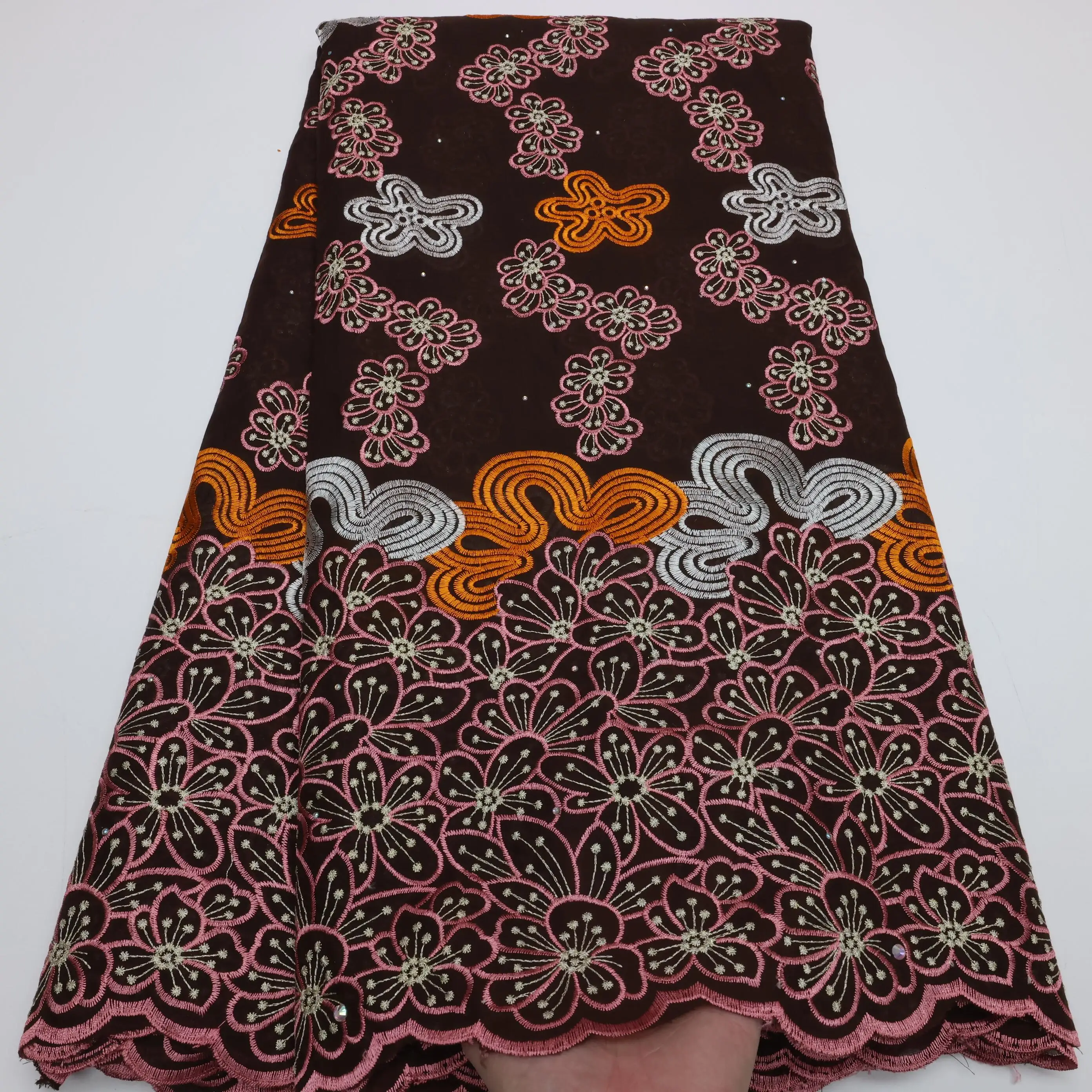 NI.AI 2022 Высокое качество африканская швейцарская вуаль кружевная ткань с камнями