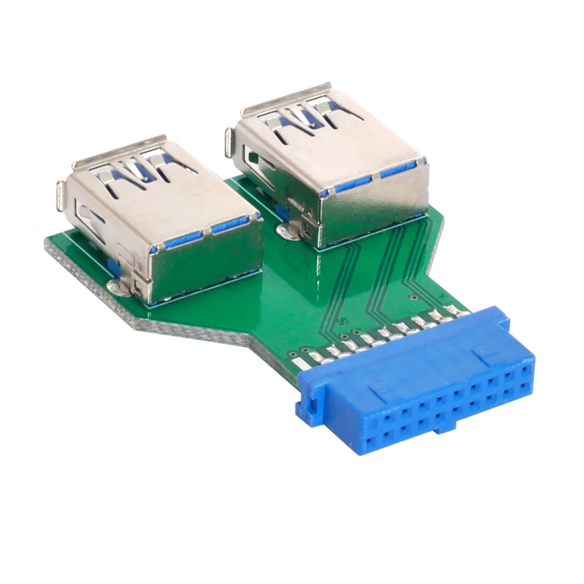 PCBA Slot Adapter Dual USB 3.0 A Type Female to Motherboard 20 Pin Box Header 5Gbps
PCBA Slot Adapter Dual USB 3.0 A Type Female to Motherboard 20 Pin Box Header 5Gbps