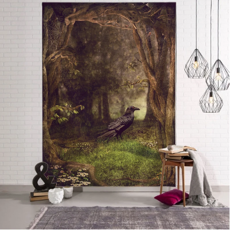 FFO Viking decorative tapestry forest crow wall hanging fabric black tapestry home decoration accessories large beach towel
FFO Viking decorative tapestry forest crow wall hanging fabric black tapestry home decoration accessories large beach towel