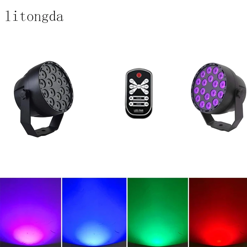 

RGB Stage Light with Remote Control 54W Mini UV Violet Light 18 LED AC110-240V Projector Light for Stage Party Halloween Lights