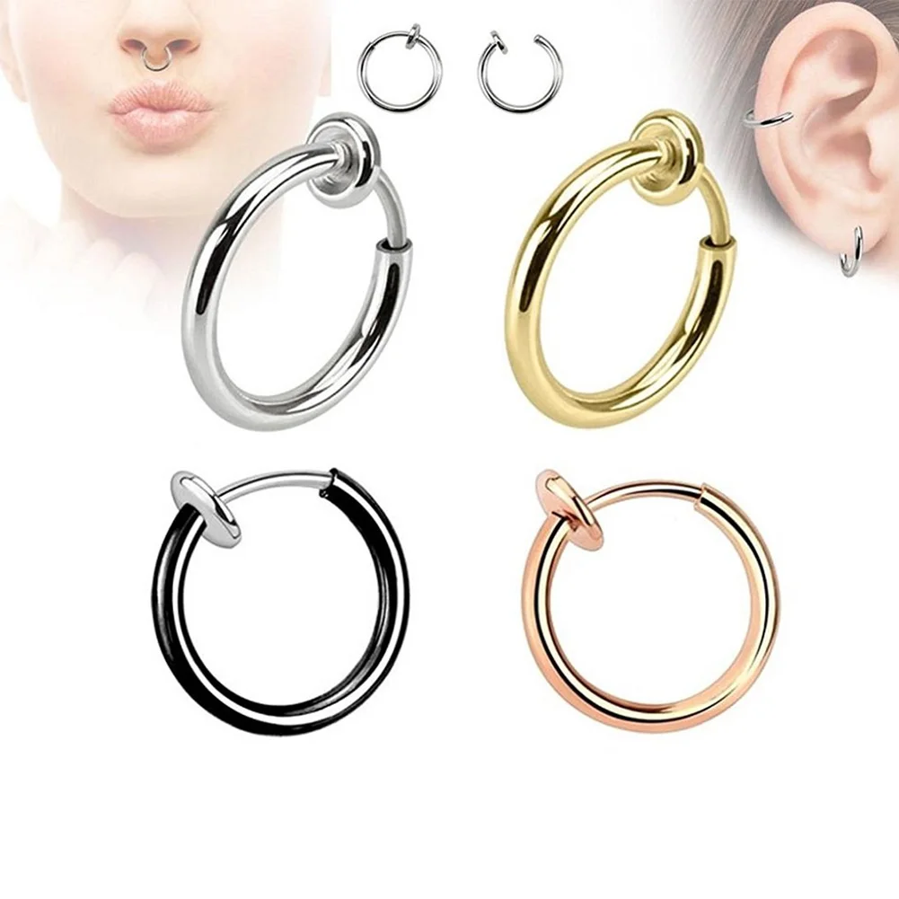 Punk Non-pierced Earrings Fake Piercing Ear Ring Hoop Rose Gold Silver Color Men And Women Round Alloy Spring Ear Clips
Punk Non-pierced Earrings Fake Piercing Ear Ring Hoop Rose Gold Silver Color Men And Women Round Alloy Spring Ear Clips